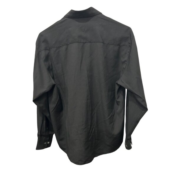 Vintage Christine Alexander Small Black Button-Up Shirt Watch Chain Embroidered - Picture 2 of 10